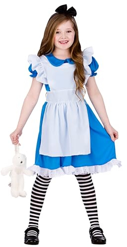 Wicked Costumes Girls Alice in Wonderland Costume – Classic Storybook Blue Dress with Apron – Kids World Book Day Fancy Dress Outfit – Medium (5-7 Years)