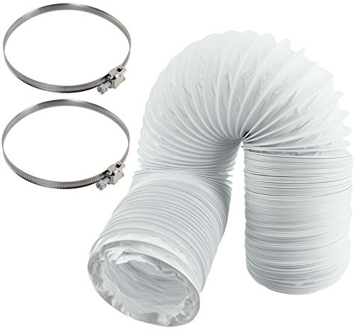SPARES2GO Extra Long Vent Hose & Screw Clips Kit for Logik Tumble Dryer (6 Metre, 100mm Diameter)