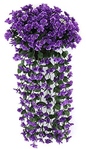 Nicole Knupfer Kunstblumen,80cm Künstliche Violet Hängenden Garland Reben Blume,Künstlich Veilchen Girlanden Deko,Künstliche Blumen für Hochzeit, Party, zu Hause,Dekoration violett (Lila, 1)
