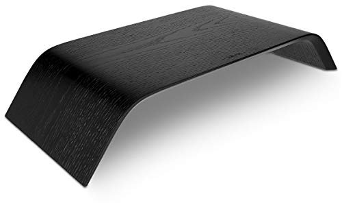 kalibri Bildschirm Holzständer TV Ständer - Computer Tisch Schreibtisch Aufsatz Monitorständer Bank - Schreibtischaufsatz aus Eichenholz in Schwarz