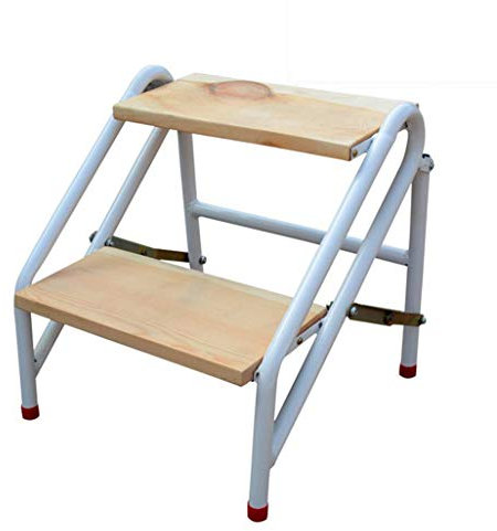 JHome-Scale pieghevoli Pieghevole Scaletta Portatile a 2 scalini, Scaletta per la casa Scaletta a Legno per Bambini e Adulti, Attrezzo da Giardino in Acciaio al Carbonio Resistente Max. 150kg