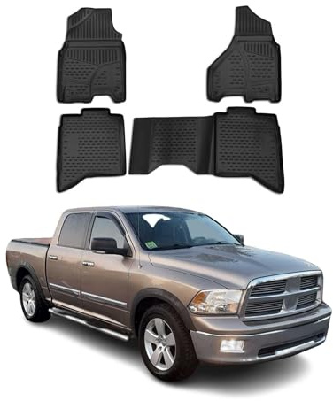 OMAC Fußmatten für Dodge RAM 1500 2500 3500 Quad Cab 2012-2018 4X | Gummimatten, Automatten, Allwetter, fahrzeugspezifisches Produkt, Antirutsch, 3D-Passform, wasserdicht