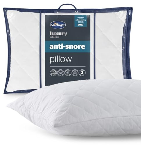 Silentnight Luxury Quilted Anti Snore Pillow, Contoured Foam Positions the Head to Reduce Snoring Volume with Luxurious Soft Touch Cover, Hypoallergenic, White