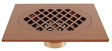 Duschrinne Messing Ablaufrinne, Quadrat Bodenablauf Dusche Duschablauf sehr Flach Duschabfluss Duschablaufrinne Duschrinne für Küche, Bad, Dusche, Garage und Keller, 15x15cm (Color : Rose Gold)