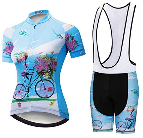 Damen Radtrikot Lätzchen-Set, Sport, atmungsaktiv, gepolstert, Fahrradbekleidung, Sommer-Lätzchen, Mädchen, Rosa, Größe L, Lätzchen Mädchen Rosa, L