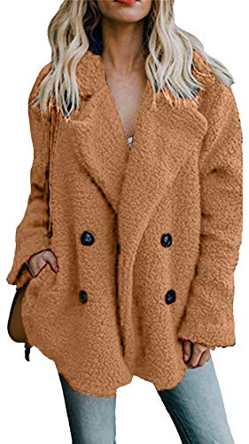 YMING Femmes Manteau De Fausse Fourrure En Polaire En Peluche Chaud À Manches Longues D'hiver Chameau XXL