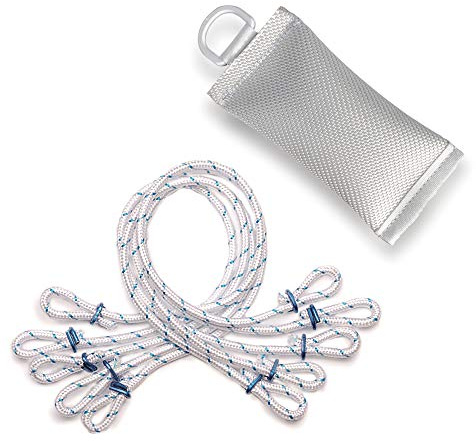 FLAGLY Premium Flagg- och flaggstångstillbehör - 1x flaggvikt 700 gram + 5x skrammelfria flaggslingor, flaggstångstillbehör