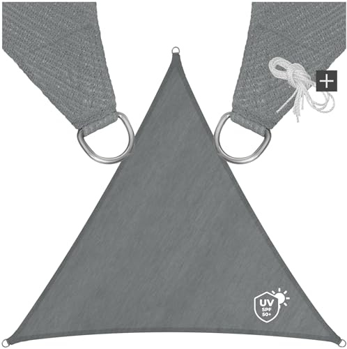 tectake® Tenda a Vela Solare - 5 x 5 x 5 m - Protezione UV 50+, Telo Occhiellato Traspirante, Facile da Fissare, Anelli in Acciaio Inox, Facile da Pulire, Ideale per Giardino, Terrazza e Balcone