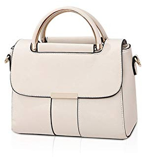 NICOLE & DORIS Top Handle Bag of Women Crossbody Bag Handbag with Arched Handle Small Square Bag PU Leather Shoulder Bag Cross Body Purse for Teens Girls Creamy-white