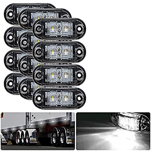 Jutta 4/8/12pc Größe Begrenzungsleuchte, 12/24V IP65 Weiß LED Seitenmarkierungsanzeiger Lampe Universal für LKW Anhänger Van Caravan LKW Auto Bus Boot (12)