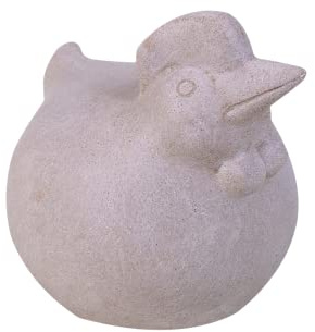 IDYL Moderne Skulptur Figur Sandsteinguss Hahn | wetterfest | beige | 22x15x18cm | Dekoration für Wohnbereich und Garten