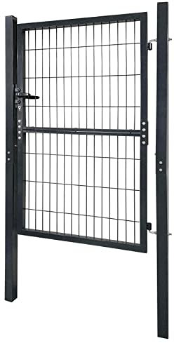 YUENFONG Cancello da giardino, 150 x 100 cm, antracite, porta da giardino, per recinzione, in metallo, con serratura