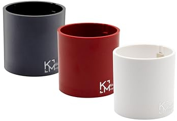 KalaMitica - Lot de 3 Cylindres Magnétiques 6,5 cm - Blanc, Rouge, Plomb - Boîtes de Rangement, Porte Marqueurs ou Cache-Pots Aimantés pour Tableau Magnétique Mural