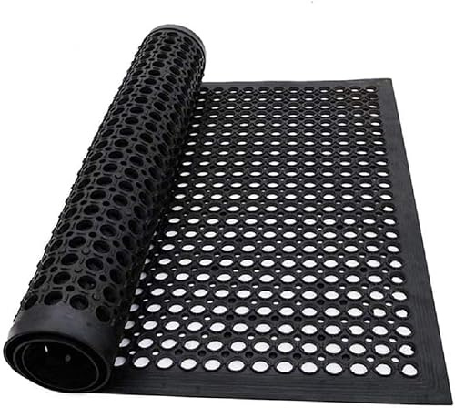 MYOYAY Large Outdoor Rubber Entrance Mats 90cm x 150cm Rubber Drainage Mat Anti Fatigue Non Slip Drainage Door Mat Flooring Heavy duty Commercial Kitchen Floor Mat for Industrial Kitchen Bathroom