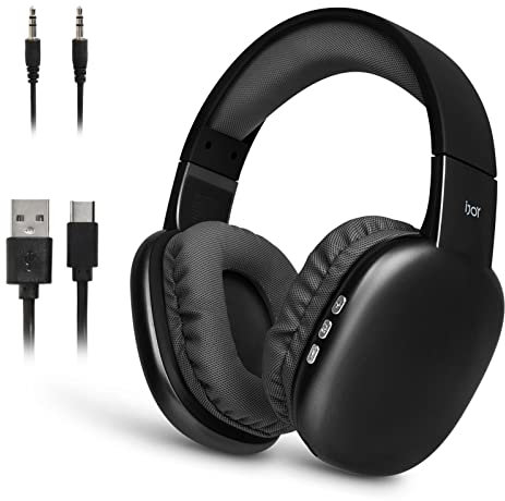 iJoy Ultra Wireless Over-Ear Bluetooth Headphones with Mic,10H Playtime, Bluetooth Headset with Backup Wire & SD Slot, Wireless Headphones for Work, School & Gym (Black)