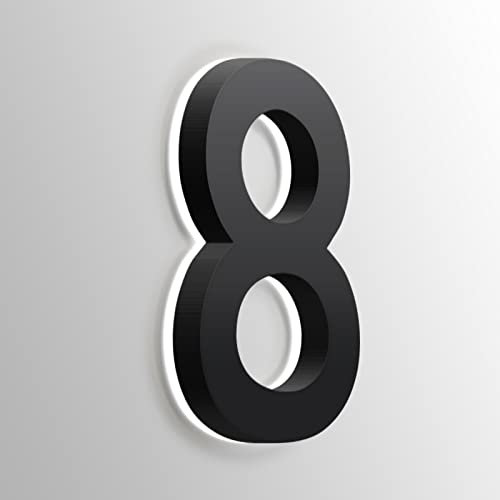 Numero Civico Moderno A LED, Numeri Civici Mobili Retroilluminati A LED, Numero Civico Illuminato Nero In Acciaio Inossidabile Per Esterno, Cortile, Strada, Luce Bianca,6 Pollici,6