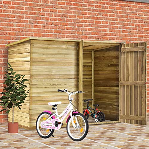 Tidyard Capanno da Giardino in Legno Pino, Casetta per Biciclette, Rimessa Attrezzi, 232x110x170 cm, Marrone Chiaro, Resistente all'Acqua
