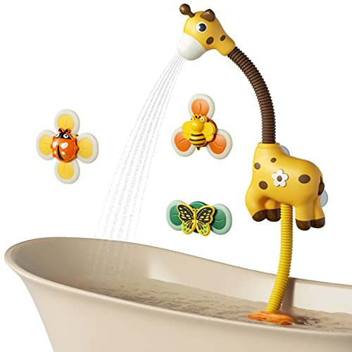 ISAKEN Baby Badespielzeug Duschkopf für Kinder, Cartoon Tier Elektrischer Wasserspielzeug Badewannenspielzeug Wasser Dusche Badespielzeug Wasserspray Spielzeug für Kleinkind 1 2 3 4 Jahre