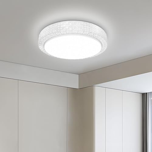VIPMOON LED Ceiling Light, 12W Small Bathroom Ceiling Light, 6500K Natural White Gem Round Lamp, Flush Mount Light Fixture for Kitchen Bathroom Garage Hallway Office Balcony