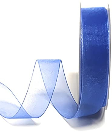s.dekoda Schleifenband 50m x 25mm Blau Organza Chiffon Geschenkband Organzaband [1350-144]