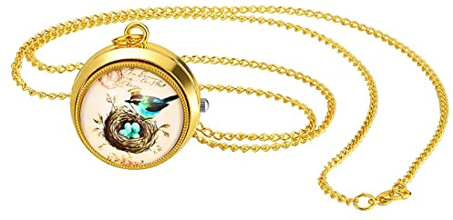 Avaner Taschenuhr mit Kette Vogel: Gold Taschenuhren Pulloverkette Uhren mit Arabischen Ziffern Halskette Uhr Analog Quarzuhr Geschenk für Frauen