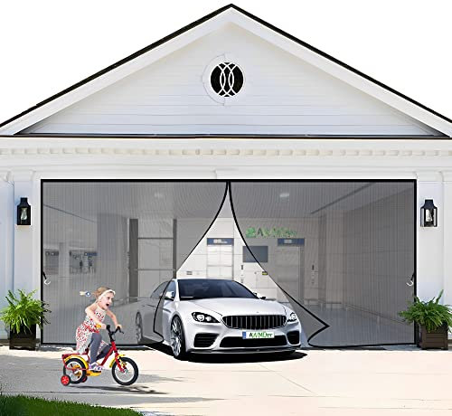 Magnet Fliegengitter Tür 275 x 205 cm Magnetischer Fliegenvorhang Moskitonetz, Auto geschlossen, faltbar, für Türen/Patio - Schwarz