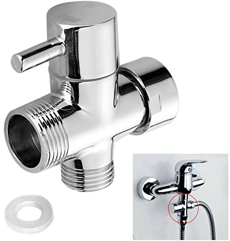 3-Wege Umschaltventil, Umstellventil Dusche, Wasserhahnadapter Badezimmer Ventil Chrom poliert 3/4 1/2 Zoll T-Adapter für Waschbecken Bad Duschspray Küche