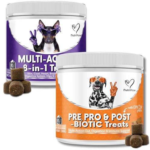 NutriPaw Probiotics, Multi-Vitamin Bundle - Soft Chews For Scooting, Anal Glands, Gut Health, Itchy, Smelly Ears - Brain, Heart, Skin, Coat, Immunity, Digestion, Joints & Energy- Great for all dogs