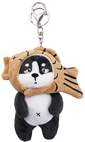 Vctitil Colgante de coche llavero mochila colgante metal llavero Shiba-Inu Taiyaki cabeza cubierta desmontable colgante bolsa decoración, husky, Normal