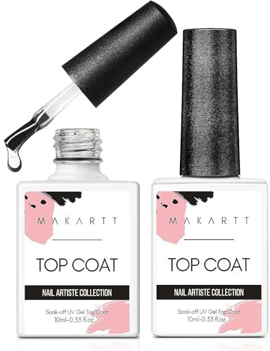 Makartt Top Coat Gel UV - No Wipe Top Coat Hochglanz-Finish, Lang Anhaltend 28+, Soak-Off UV/LED Nagellack Geschenk für Nagelstudio DIY Home 2Psc*10ml