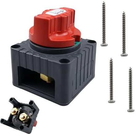 Tsuchiya Batterietrennschalter - Batterietrennschalter | Batteriestrom-Hauptschalter für Marine, Fahrzeug, Boot, Auto, Wohnmobil, Schiff, kleine Yacht