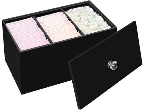 DELIPPLY Stempelbox für Badezimmer, Aufbewahrungsbox aus Acryl, Lineal-Organizer für Damen, Schwarz