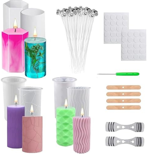 HuaMuDM Juego de velas con forma de burbuja, molde de silicona, 6 piezas, molde de fundición, juego de fabricación de velas, molde de silicona para hacer velas, moldes para fundir como decoración del