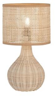 meineWunschleuchte Naturmaterialien Tischlampe aus Korbgeflecht, Höhe 37cm