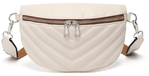 Miss Lulu Bauchtasche Damen Umhängetasche Crossbody Bag mit verstellbarem und abnehmbarem Breiten Riemen