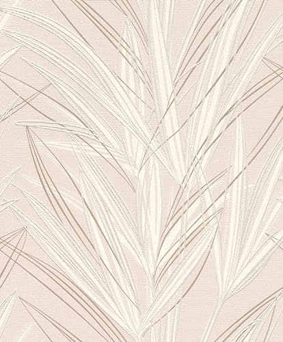Rasch Tapet 654028 – ljus fibertapet med växter och gräs i rosa från Welcome Home kollektionen