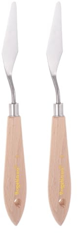 QUARKZMAN 2Pcs No.9 Couteaux à Palettes de Peinture à Spatule Pointue en Acier Inoxydable avec Manche en Bois de Hêtre pour l'Épandage de Mélange de Toile de Peinture Acrylique à l'Huile