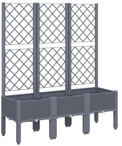 vidaXL Jardinera con Enrejado, Macetero de Plantas Flores, Maceta de Hierbas, Arriate para Jardín Patio Balcón Terraza, PP Azul Gris 120x40x142 cm