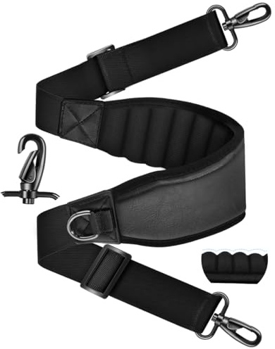 ZINZ Shoulder Strap, 69 inch, Universal, Padded, Dual Buckles, Metal Swivel Hooks, Black