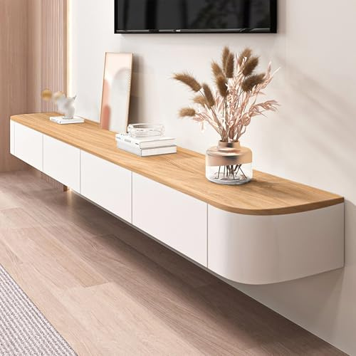 Wandmontierter TV-Aufbewahrungsschrank Mit Tür Große TV-Bank Mit Stauraum Für Wohnzimmer Und Büro Modernes Schwebendes TV-Gerät Mit Schublade Schlanker TV-Schrank Für Wohnungen(Natural,180cm)