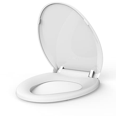 GarveeTech Abattant WC allongé robuste avec système d'abaissement automatique Installation et nettoyage sans effort Fixation sûre pour la plupart des toilettes Finition blanche classique