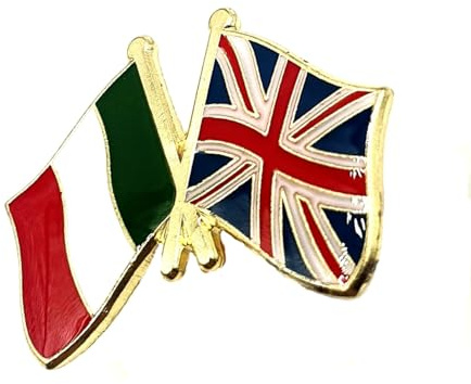 UK United Kingdom Italy Italian Great Britain EU Friendship Metal Enamel Country Flags Pin Badge