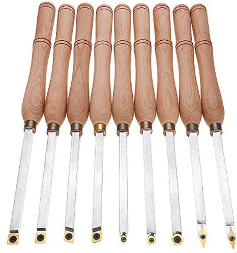 QPWYSH Outils de Sculpture sur Bois, Jeu de Ciseaux de Tournage du Bois en carbure, Manche en Bois Confortable, Tour de Tournage, Outil de Tournage du Bois for Les projets de Tournage du Bois