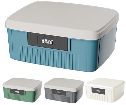 Aartner Scatola richiudibile, 25 x 20 x 10 cm, in ABS con serratura a combinazione, scatola medica a doppio strato, grande valigetta medica con divisorio e serratura a combinazione (blu)