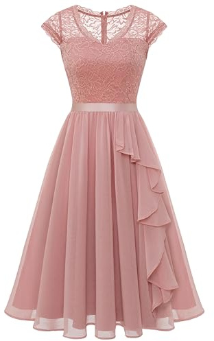 WedTrend Robes de demoiselle d'honneur pour femmes, robe de bal courte à volants, robe de cocktail semi-formelle, robe d'invitée de mariage à motif, rose poudré, 3XL