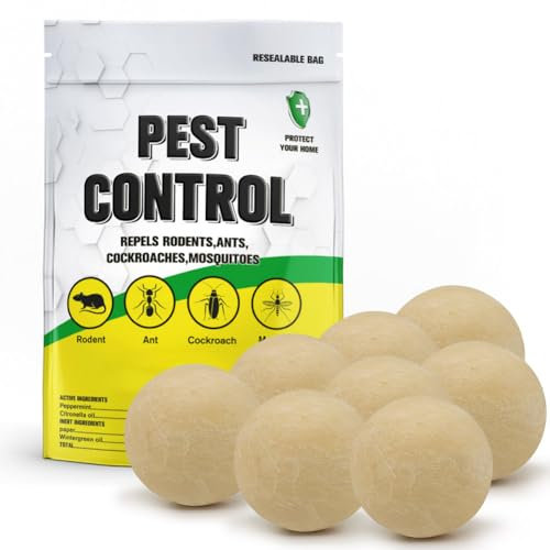 Pest Control Balls, Peppermint Repel Rodents, Mouse, Mice, Rats, Ant, Roach, Moths and More, Indoor Mice Repellent, Pest Repellent Outdoor, Pet Safe Pest Deterrent, Ultrasonic Alternative, 8P