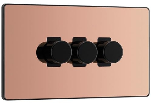 BG Evolve Polished Copper 3 Gang Custom Grid Dimmer Light Switch PCDPC83B