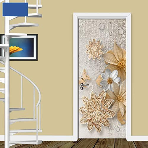Türtapete selbstklebend TürPoster 3D Handgemachte Blumen Türtapete Selbstklebend Fototapete Türfolie Poster Tapete Abnehmbar Wandtapete für Wohnzimmer Küche Schlafzimmer B85 x H205cm