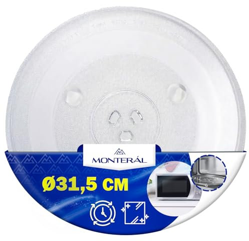 MONTERAL Piatto Microonde Universale Ø 31,5 cm Dispone di 3 Fissaggi Piatto Rotante Ø 315 mm con Codice Originale 49016762 49008503 49010006 per Candy
