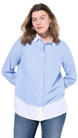 Studio Untold Damen große Größen Übergrößen Plus Size Streifenbluse, Layering-Look, Langarm hellblau 54+ 839627715-54+